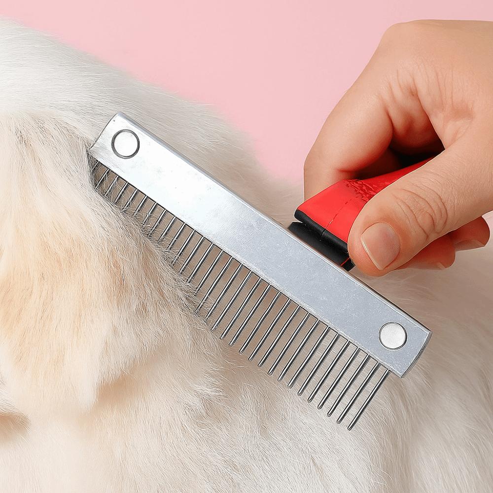 Long Tooth Pet Grooming Rake Anti-Slip Handle Pet Deshedding Brush Clean Up Floating Hair