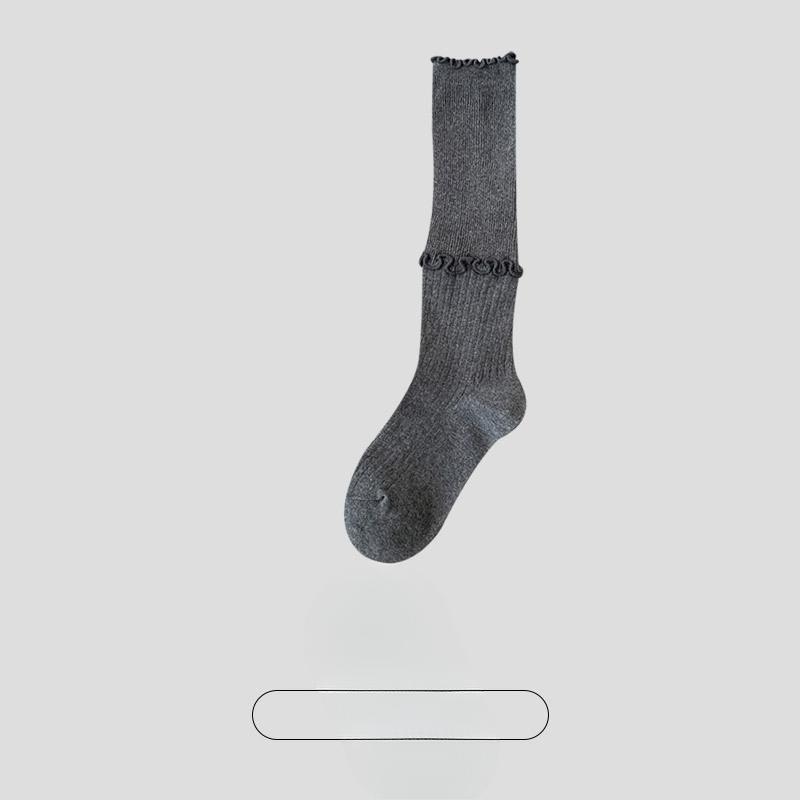 Female Spring and Autumn Fungus Lace Thin Boneless Calf Pile Pile Socks