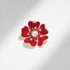 Bo Xin Yun Elegant Red Five-Petal Flower Freshwater Pearl Brooch