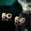 Light Luxury Earrings for Women, Retro French Earrings, Palace Style, Exquisite Red Colored Treasures