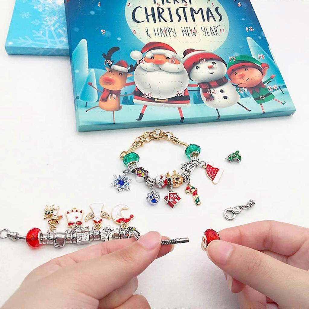 Christmas Advent Calendar 2022 for Girls Women DIY Charms Jewellery Bracelet Making, 2 Bracelets Set 24 Days