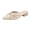 Cool Slippers Women's Spring and Summer Medium Heel Thick Heel Bag Head Single Shoes Pointed Half Slippers Women's Outer Shoes 6011-3 Comfortable