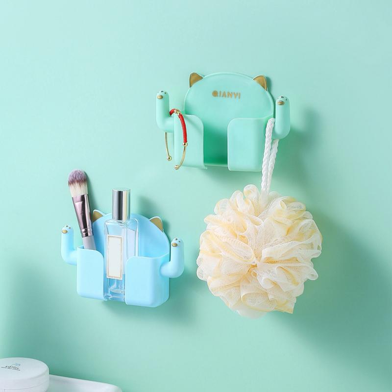 Punch-free Mobile Phone Holder Wall Mount Stand with Hooks Remote Control Organizer Storage Box Charging Bedside Container Rack