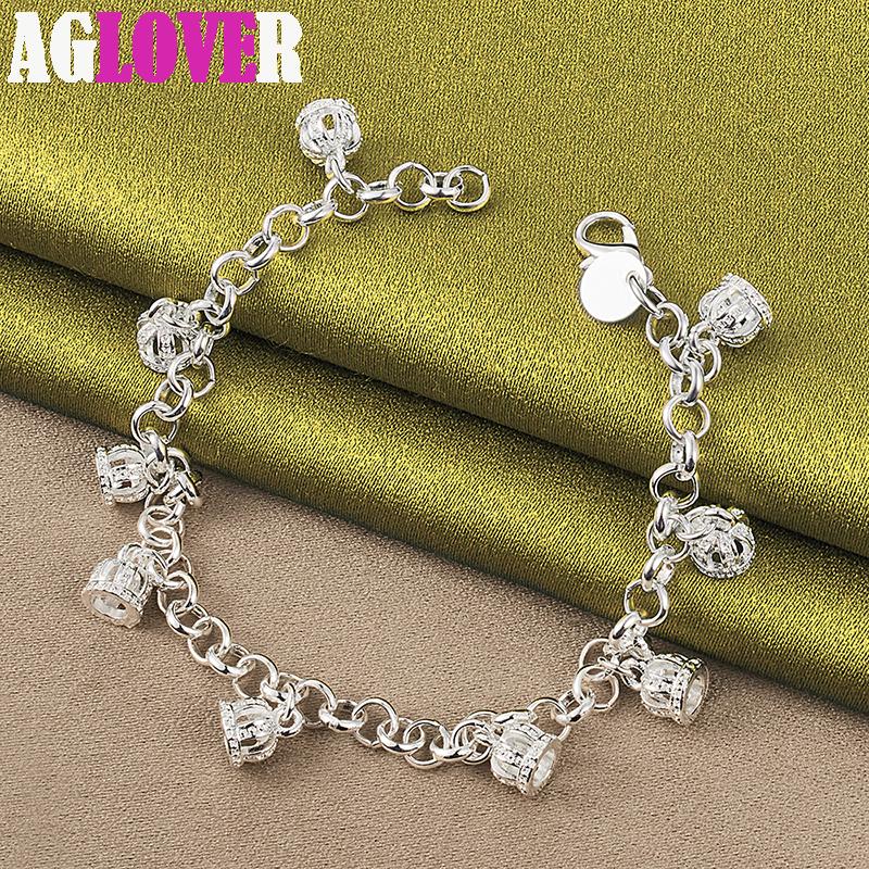 925 Sterling Silver Crown Pendant AAA Zircon Bracelet Jewelry