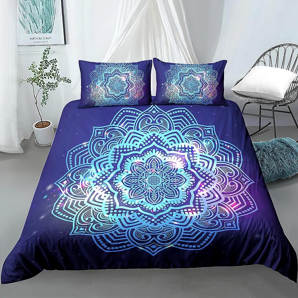 Boho Pościel Mandala Poszewka na Kołdrę Luksusowa Miękka Pokrowiec na Kołdrę Rozmiar Queen 2/3 Sztuki Styl Boho Kwiatowa Pościel Pokrowiec Tekstylia Domowe