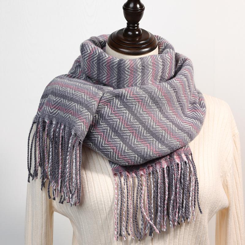 

Half-sided thousand bird grid scarf women s 2025 new sweet imitation cashmere warm medium and long plaid scarf