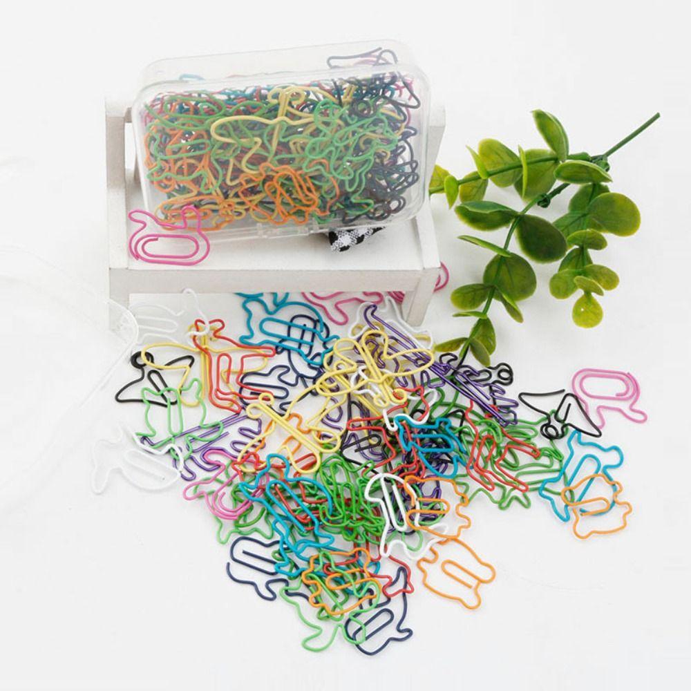 60pcs Plastic-coated Metal Paper Clip 12 Kinds Memo Clips Bookmarks Office Supplies  Office