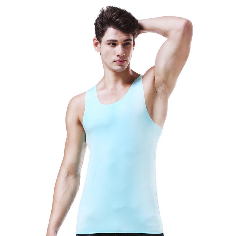 Men's Ice Silk Breathable Round Neck Slim Fit Sports Vest Underwear