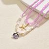 Sweater Accessories Necklace, Wind Shell Alloy Necklace Purple Rice Bead Layered Necklace