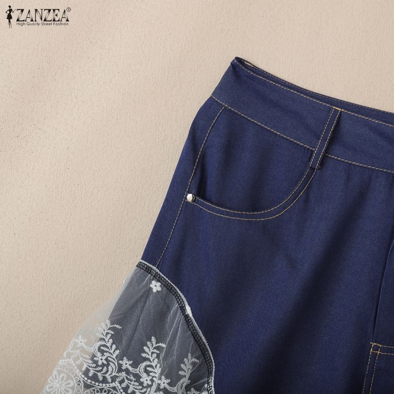 ZANZEA Women Summer Casual Lace Splice Short Pants