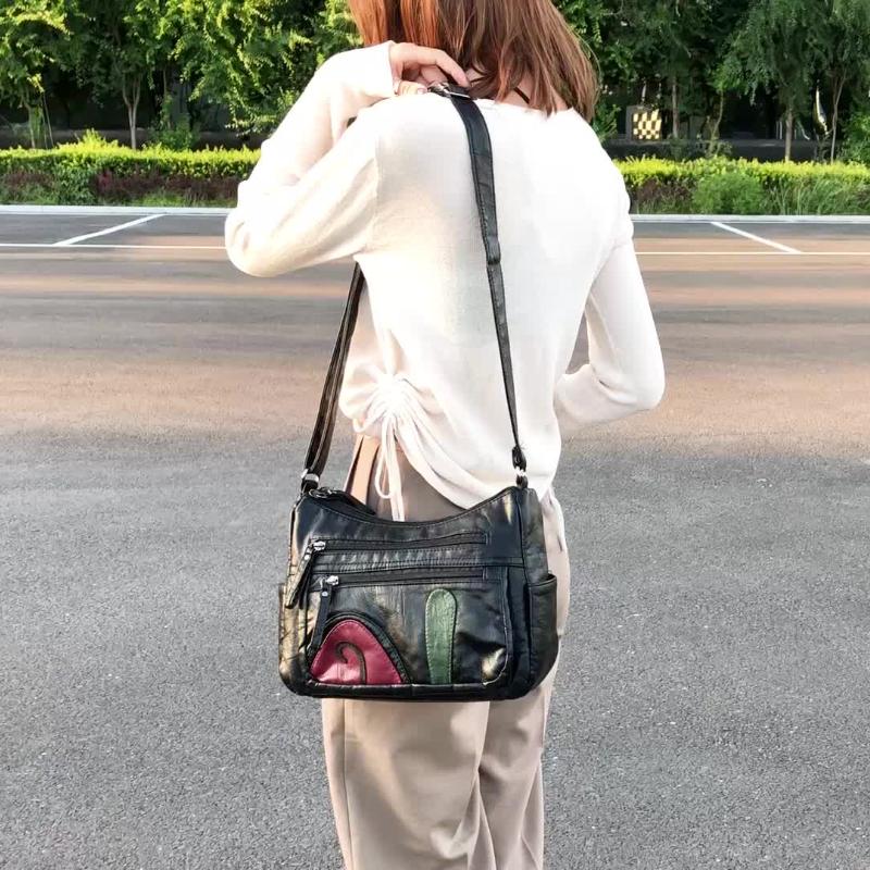 Black Fashion Style Washed Leather Luxury Handbags Women Bags Designer Ladies Shoulder Crossbody Bags For Women