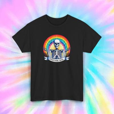 Alles Scheiße Lustiges Skelett Regenbogen Sarkastischer Humor T-Shirt Tee S-5XL