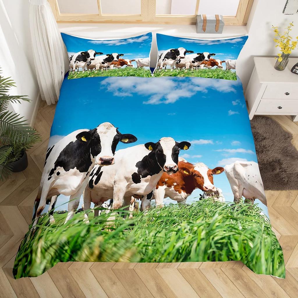 Milchkuh Wildtiere Muster Bettbezug Set King Queen Größe Polyester Bettdeckenbezug Für Kind Mädchen Bettwäsche Set Mit Kissenbezug