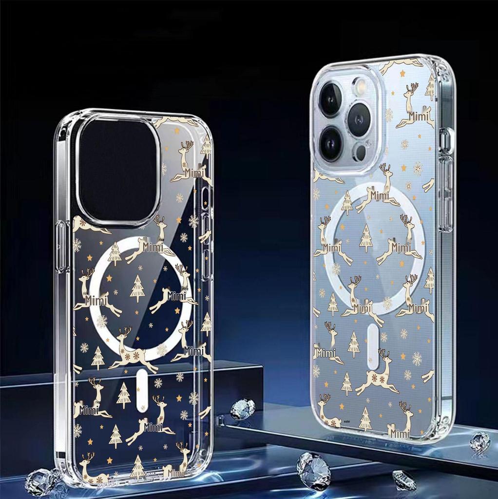 Running Deer Transparent Magnetic Case for iPhone 15/16/17 Pro Max - Full Coverage Protection