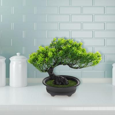 1pc Lifelike Artificial Bonsai Tree Simulation Green Plant Potted Mini Fake Flower for Home Office Decor Imitation Pine Ornament