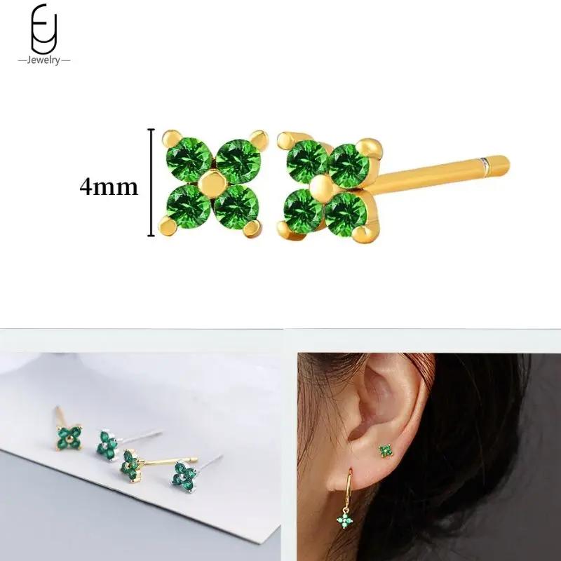 925 Silbernadel Grüne Zirkon Gold Ohrringe Herz Creolen für Damen Zarte Steckerohrringe Luxuriöser Schmuck Geschenke