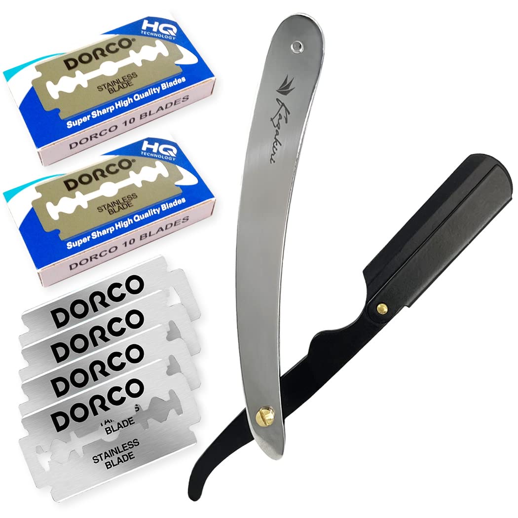 

Kazakiri Black Silver Razor for an Impressively Close Shave by a Professional Shaving and Facial Razor with 40 Replacement Blades for Men &