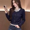 La Chapelle Women's Casual Faux Two-Piece Lapel Knit Top