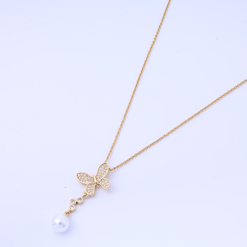 Butterfly necklace women's copper zirconium micro inlaid zircon collarbone chain fashionable and simple temperament necklace wom