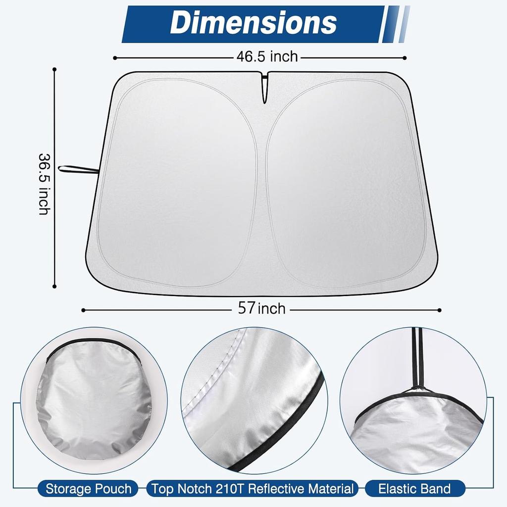Windshield Sun Shade for Tesla Model Y/S/X/3 2026 UV Reflector Foldable Front Window with a Storage Bag for Tesla AccessoriesWindshield Sunshades 1