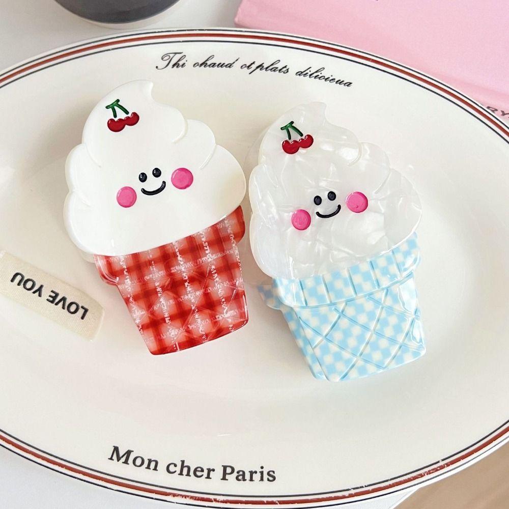 Sweet Ice-cream Cone Hair Claw Cute Delicious Food Claw Clip Lovely Ice Cream Shark Clip  Daily