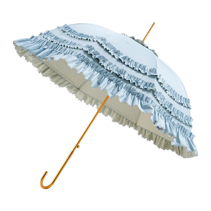 Full blackout loilta color glue sunscreen umbrella princess umbrella skirt lace lace full blackout Lolita long handle umbrella woman