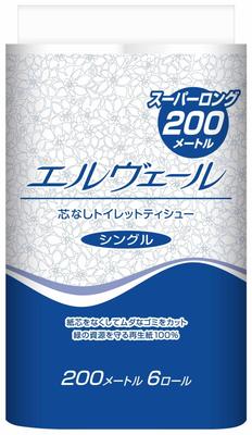Daio Paper Elveil Coreless Toilet 200m X 6R Tissue, (Single)