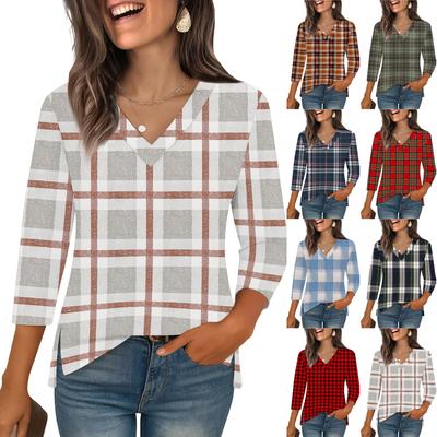 3/4 Sleeve Shirts For Women  Print Graphic Tees Blouses Casual Plus Size Basic Tops Pullover