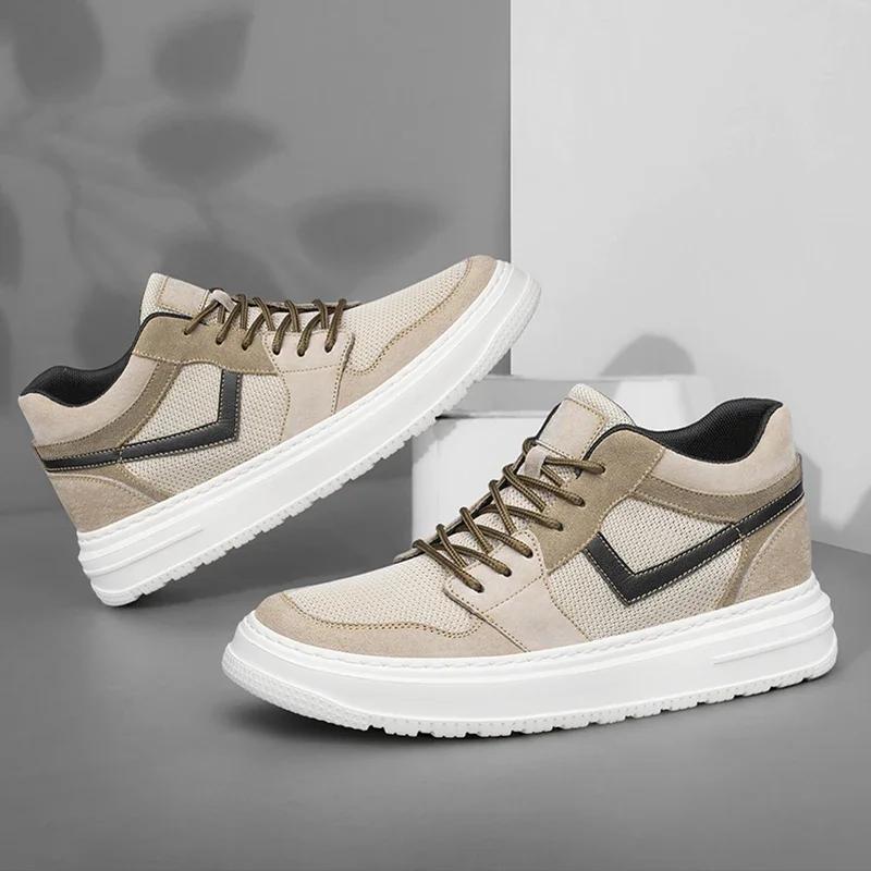 Sneakers Man Elevator Shoes Height Increase Insole 6cm White Black Taller Men Leisure Fashion Plus Size 36-44Lift