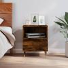 Nightstand Smoked Oak Finish 40 x 35 x 50 cm Engineered Wood