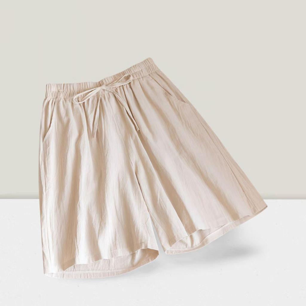Plus Size Cotton Linen Women's Summer Comfortable Breathable Five-Point Shorts - Extended Widened Cool Casual Pants