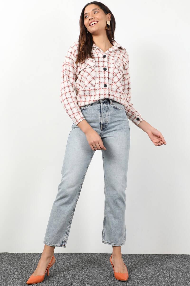 

Женские джинсы с высокой талией на пуговицах Ice Blue