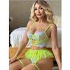 New Sexy Flowers Embroidery Hollow Out Underwear Set For Women Lace Metal Chain Stitching Sexy Lingerie Garters Suit