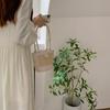 Trendy Straw Handbag Women's Woven Beach Bag Casual Snap Button Satchel Bag Small Braided Shoulder Bag For Travel