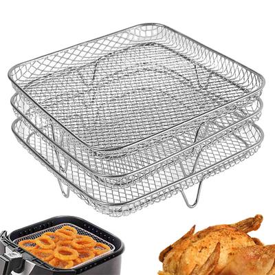 Three Layer Air Fryer Rack, Roasting Kitchen Drain BBQ Rack for Kitchen, Household, Oven