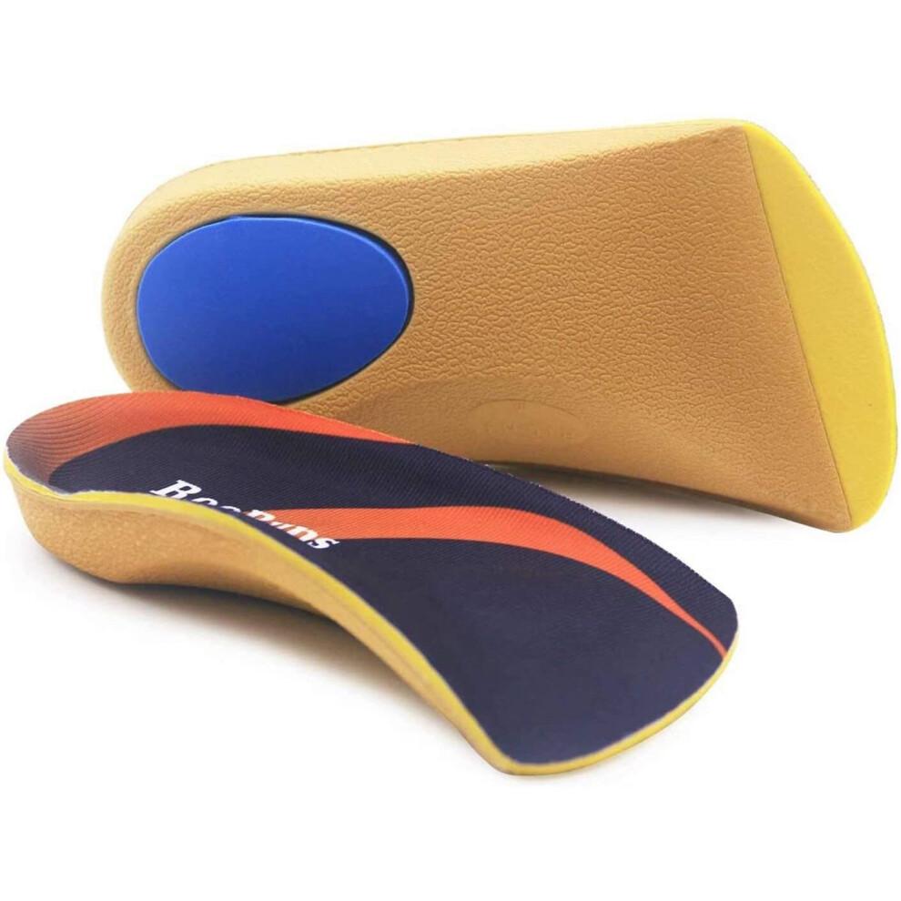 RooRuns 3/4 High Arch Orthotic Insoles - Flat Feet & Plantar Fasciitis Support, Overpronation, Heel Pain, Slim 3/4 Length for Men & Women