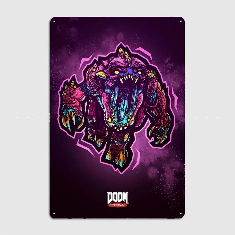 Dooms Poster Heimdekorationszubehör Spielschilder Wandkunst Vintage Metallblechschild für Gamer-Zimmer Wanddekoration Hausdekor