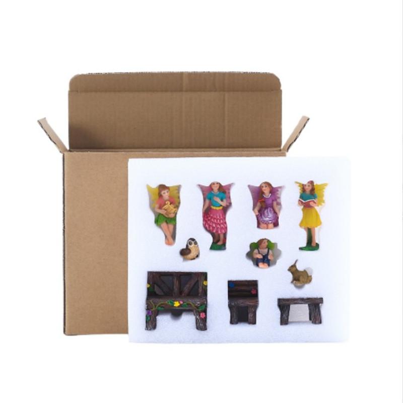 Resin Fairy Garden Miniature Figurine Set Angle Girl Squirrel Rabbit Statue for Home Indoor Outdoor Garden Doll House Room Decor