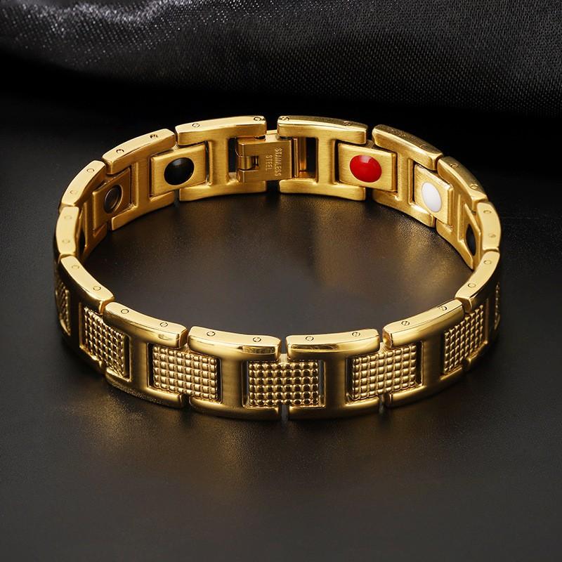 Titanium Steel Magnetic Bracelet Men Geometric Design Anti-Fatigue Stainless Jewelry Cycling Outdoor Activities
