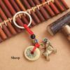 Pure Brass 12 Zodiac Keychain Pendant Five Emperors Money Lucky Key Ring Accessories Creative 3D Birth Year Women Men Bag Pendant New Year's Day Gifts