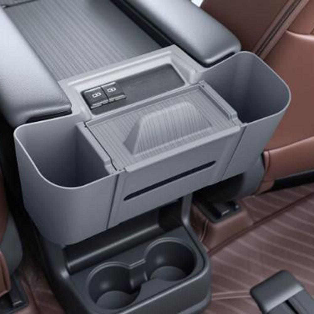 Rear Storage Tray Armrest Organizer Car Interior Storage Plastic Construction Flat Cover Stand Type Easy Installation