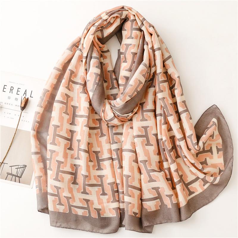 

Шарф с буквой H, подходящий по цвету, женская зимняя мода, кондиционер, теплый шарф, пряжа, пляжный шарф, шелковый шарф 180*83CM