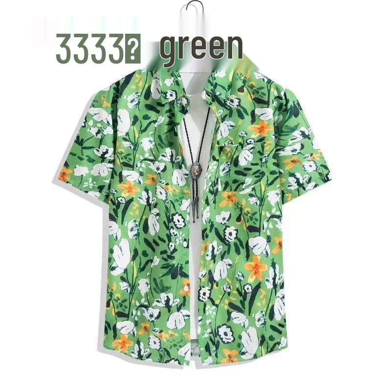 Uniseksowa letnia koszula z krótkim rękawem w kwiaty - Podróż Hainan Sanya i casualowy styl hongkoński