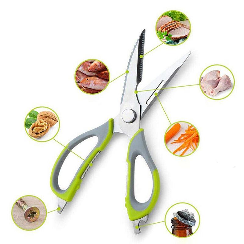 Multifunction Kitchen Cutter Knife Shears Scissors Heavy Duty 8 Features
