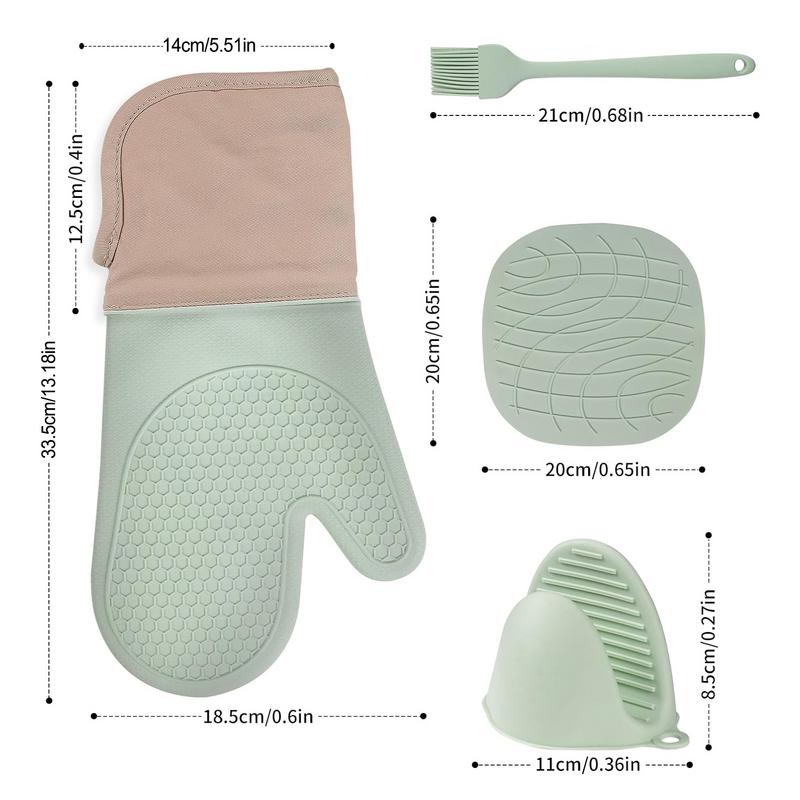 Topflappen und Topfuntersetzer Set Küchenofenhandschuh Hochhitzebeständig Extra Lange Ofenhandschuhe und Topflappen