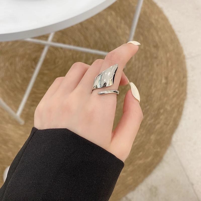Wide Side Irregular Wide Narrow Ring Female Fashion Personality Temperament Tide Cool Cold Wind Open Finger Ring Index Finger Ring Rings Party Jewelry