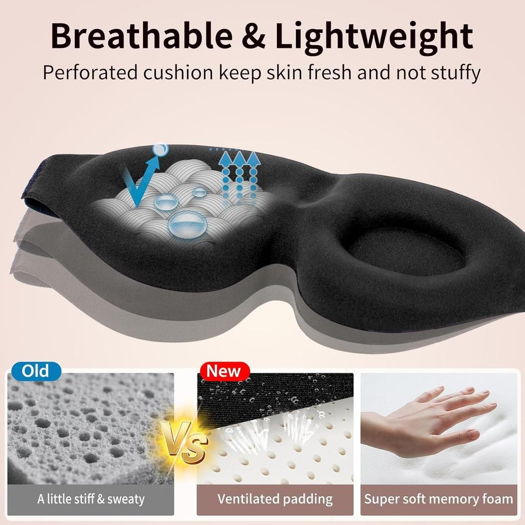 3D Eye Patch 100% Light Blocking Eye Mask Contoured Sleep Mask Soft Skin-Friendly Material Breathable Eye Cover for Travel Rest