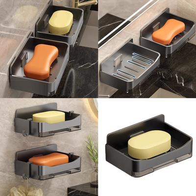 Plastic Soap Dish Organizer with Draining Tray for Bathroom Countertop Sink Shower Storage Rack Kitchen Sponge Holder