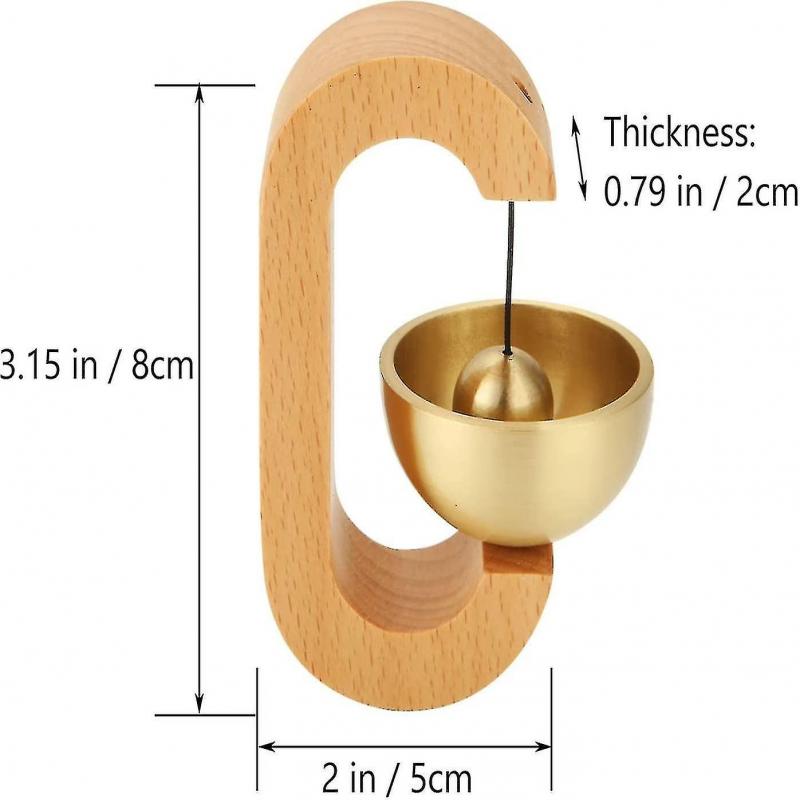 Shopkeepers Bell For Door Opening, Magnetic Attached Wood Doorbell Golden Decorative Entry Door Chime With Brass Bell