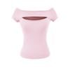 Chic One-Shoulder Hollow Short-Sleeve Women's Slim-Fit T-Shirt